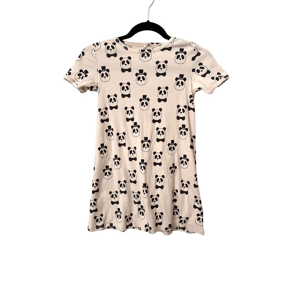 MINI RODINI Panda Print Girls Dress Cream 7-9Y
